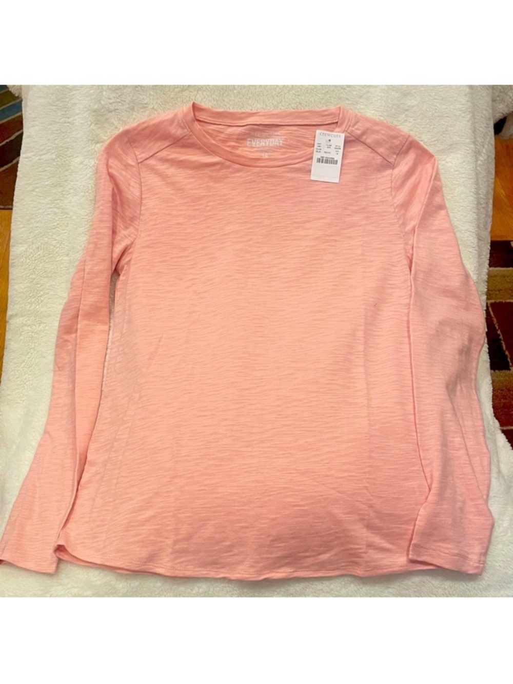 J. Crew Everyday Longsleeve Tee. Color “Quartz” - heathered pink Size XL(16) NWT